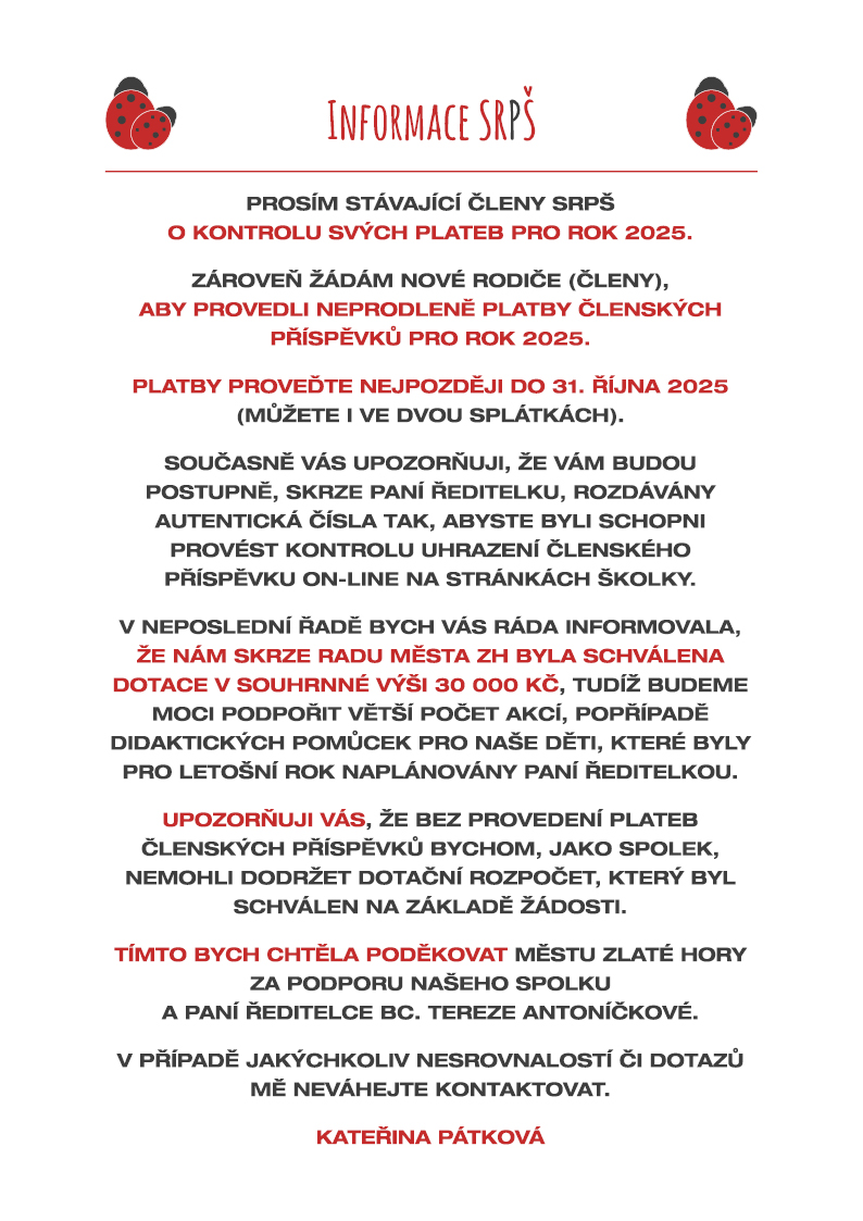 Informace SRPŠ