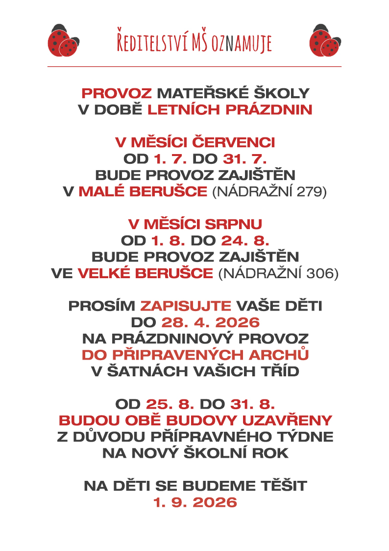 Prázdninový provoz